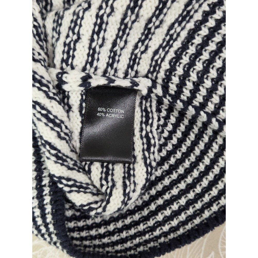 Tahari Navy White stripe button Long sleeve Sweater Large - Picture 5 of 5